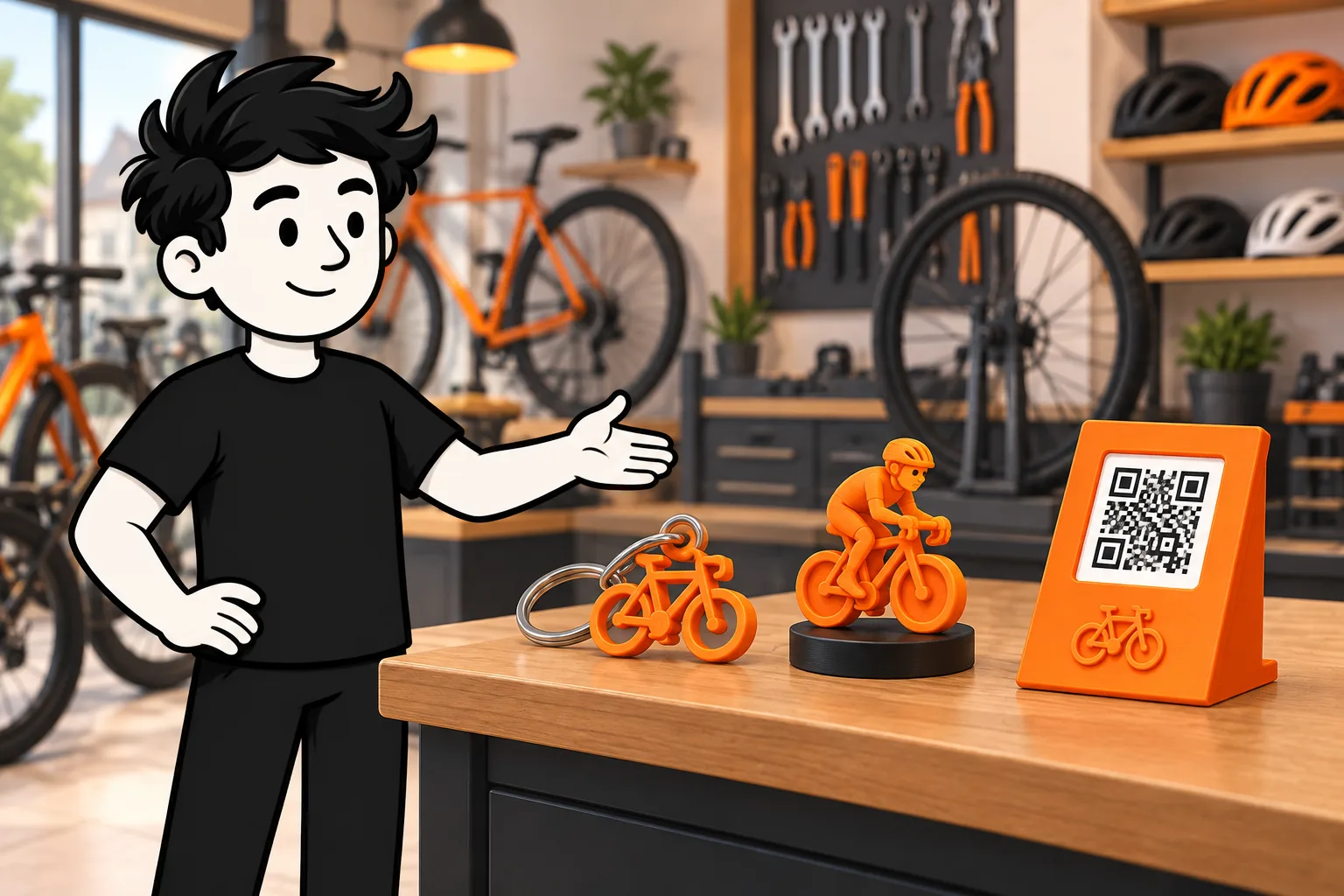 FRED presents several custom products designed for a bike shop.