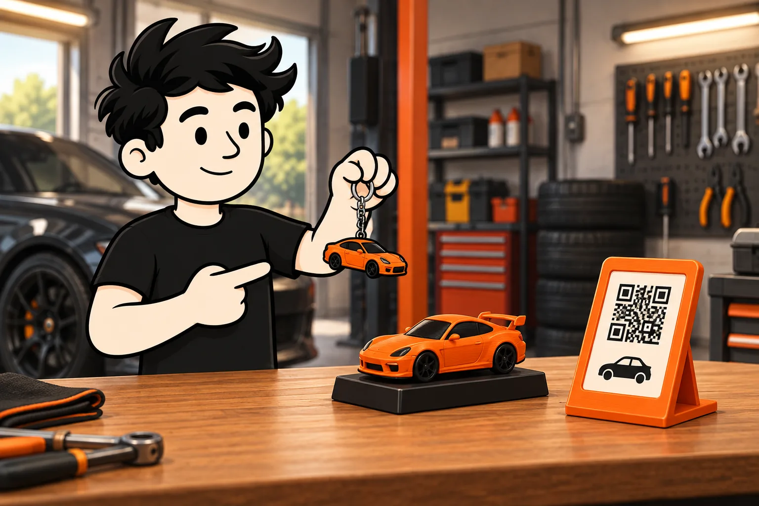 FRED presents several custom products designed for a car garage.