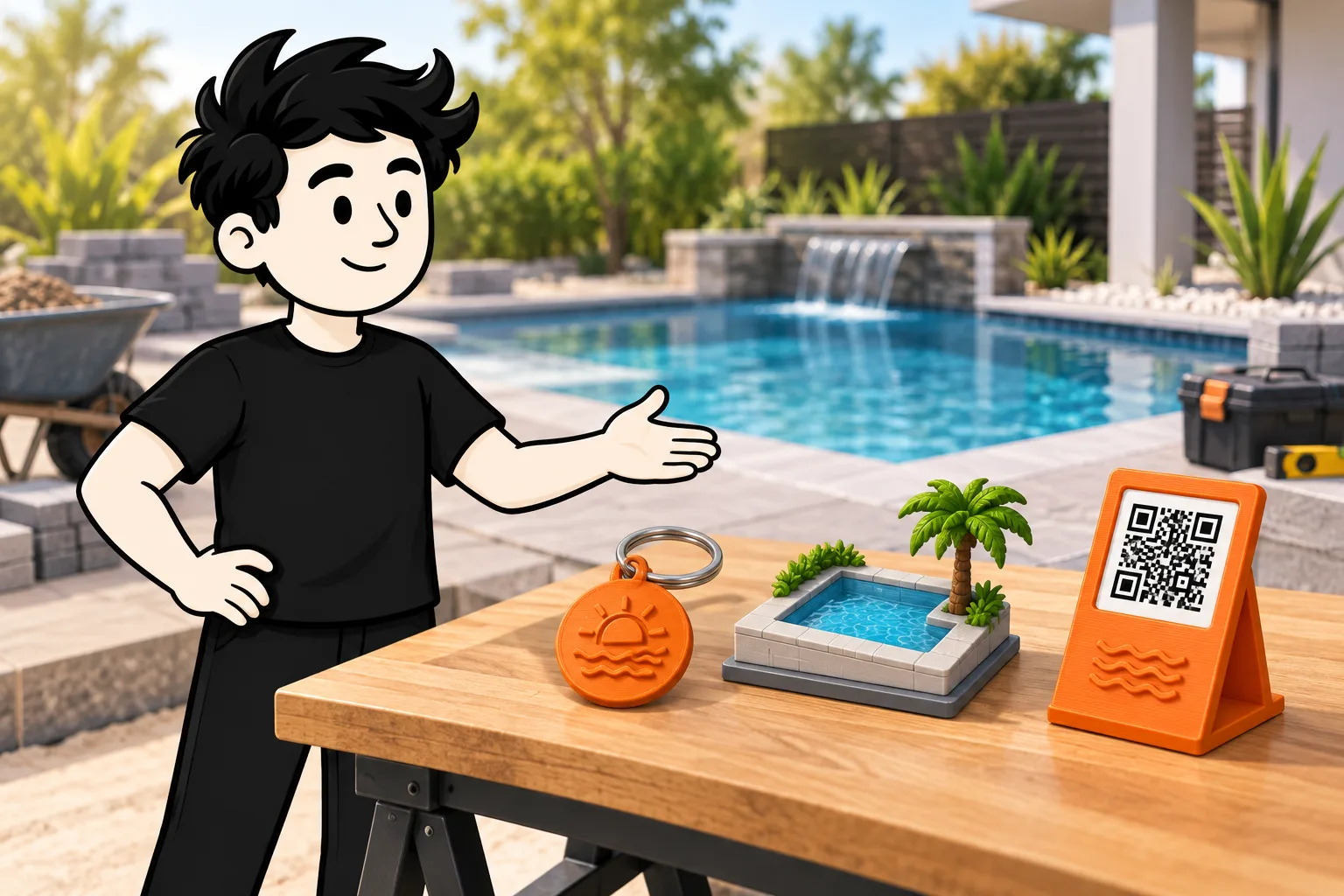 FRED presents several custom products designed for a pool builder.