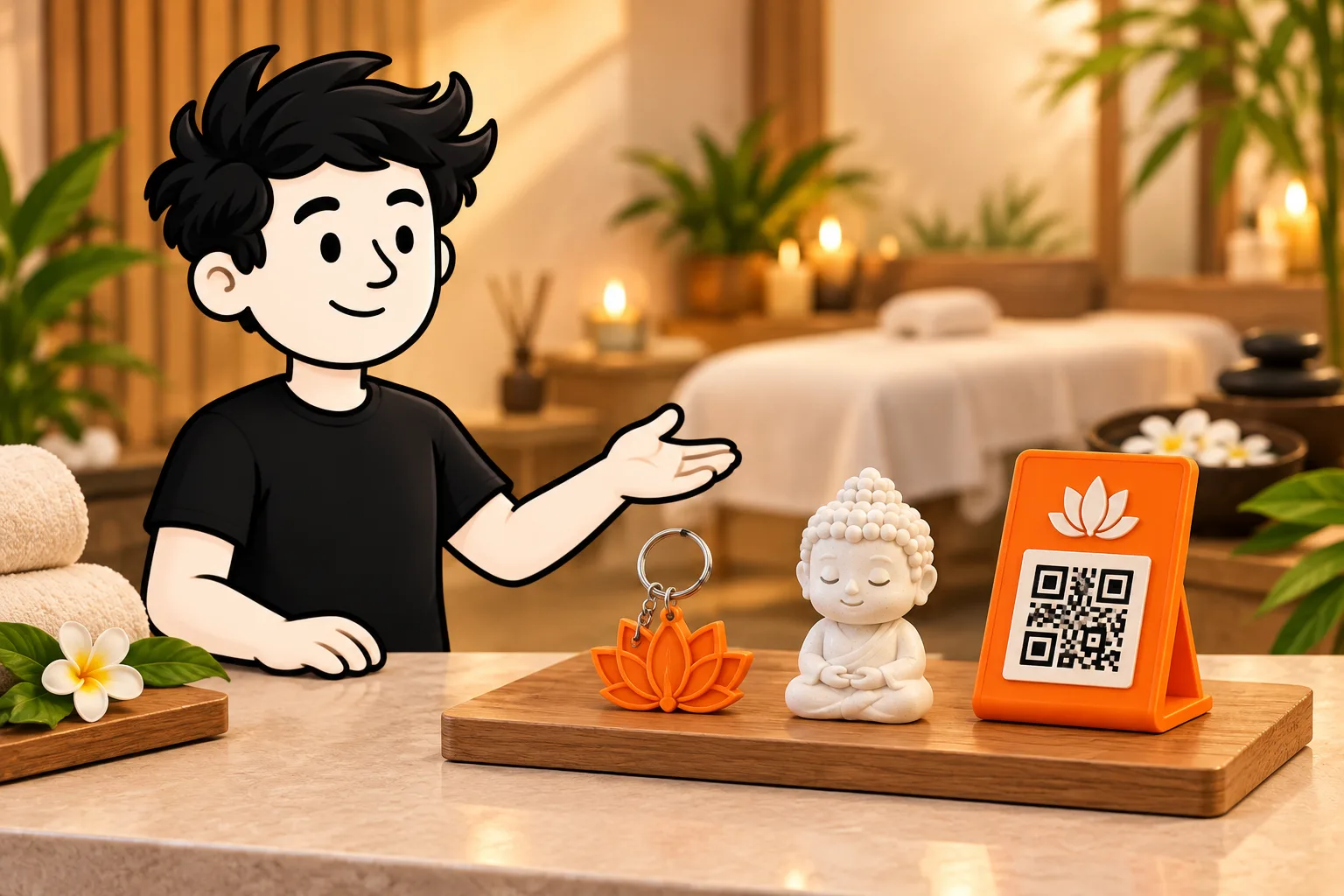 FRED présente plusieurs objets personnalisés imaginés pour un spa.