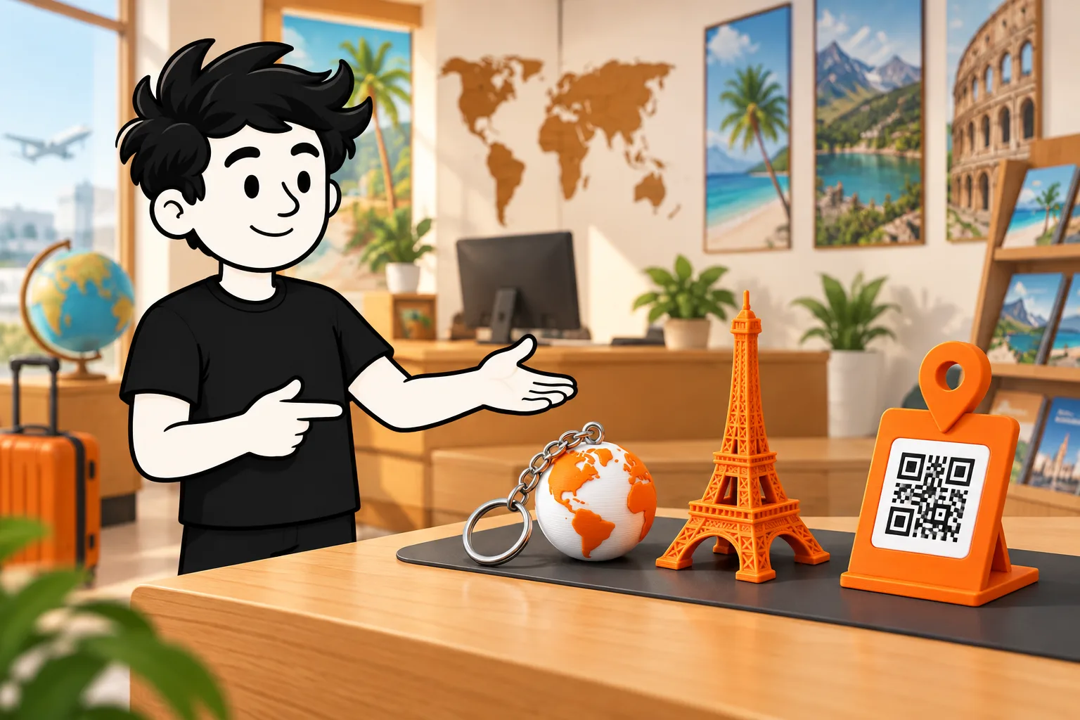 FRED presents several custom products designed for a travel agency.