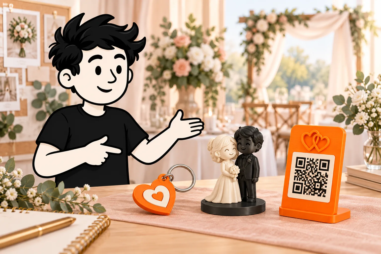 FRED présente plusieurs objets personnalisés imaginés pour un wedding planner.