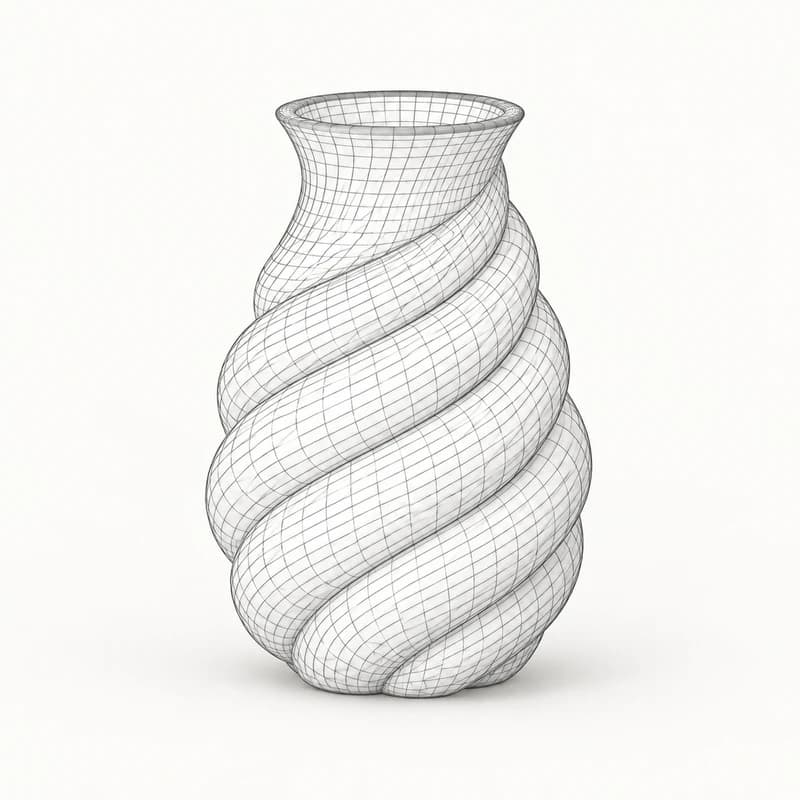 Illustration d’un modèle de vase en maillage 3D.